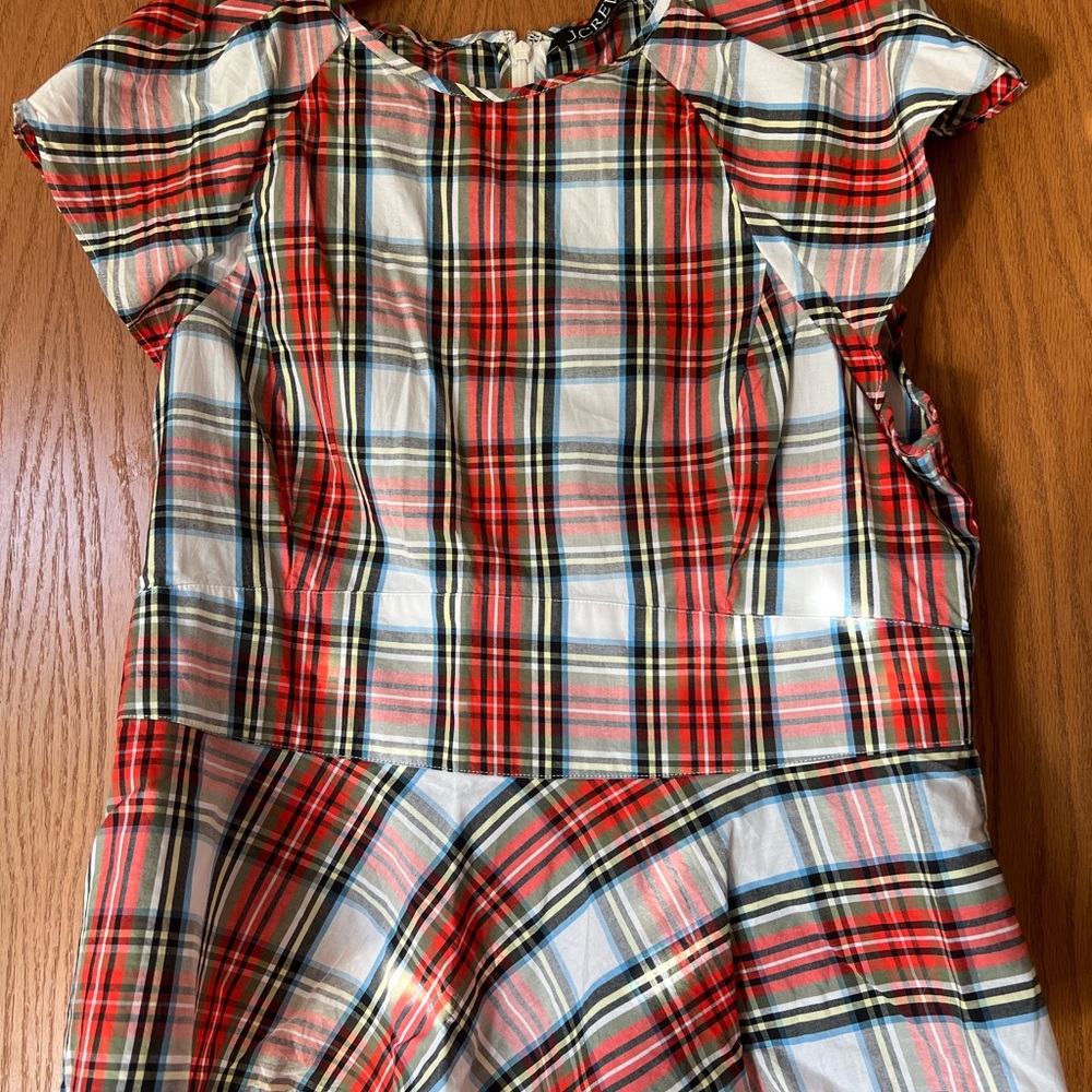 J Crew Plaid Short Sleeve blouse with peplum bottom